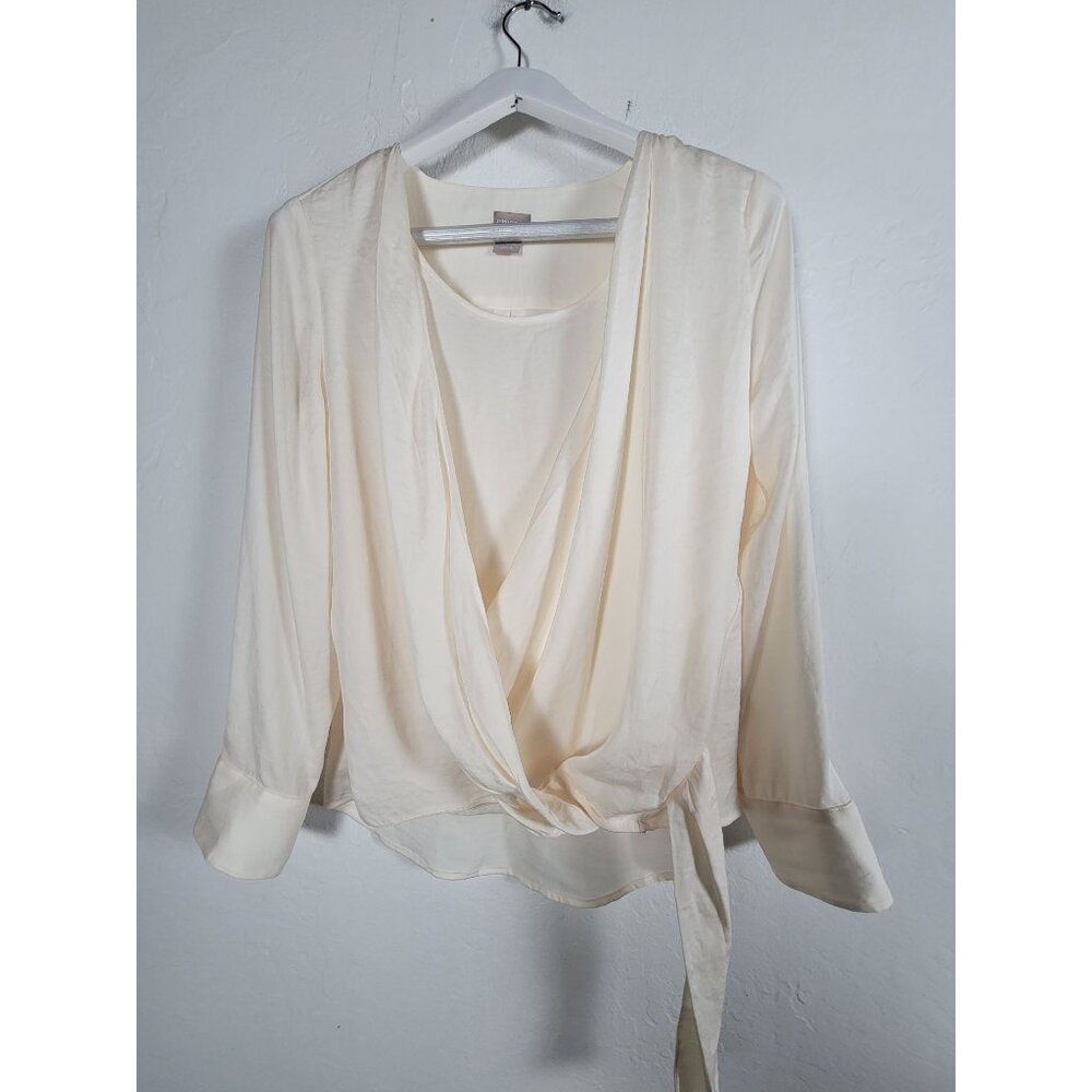 Chico's Womens Wrap Style Long Sleeve Blouse Size 1, US 8/10 Cream Lightweight